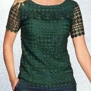 Talbots Forest Green Lace Blouse
